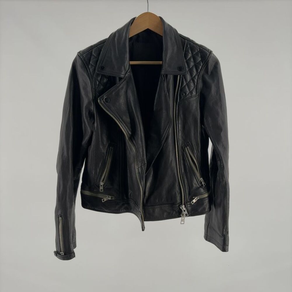 All Saints Leather Biker Jacket in Black